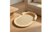 Cat Scratcher Sofa Bed Woven Beige Cat Scratcher Bed Soft Textured Pet Resting Station for Home