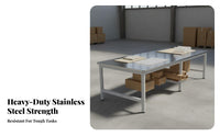 Heavy Duty Workbench High Load Capacity Heavy Duty Work Table Sturdy Construction Stainless Steel Workbench for Chefs, Mechanics, Warehouse, Basement