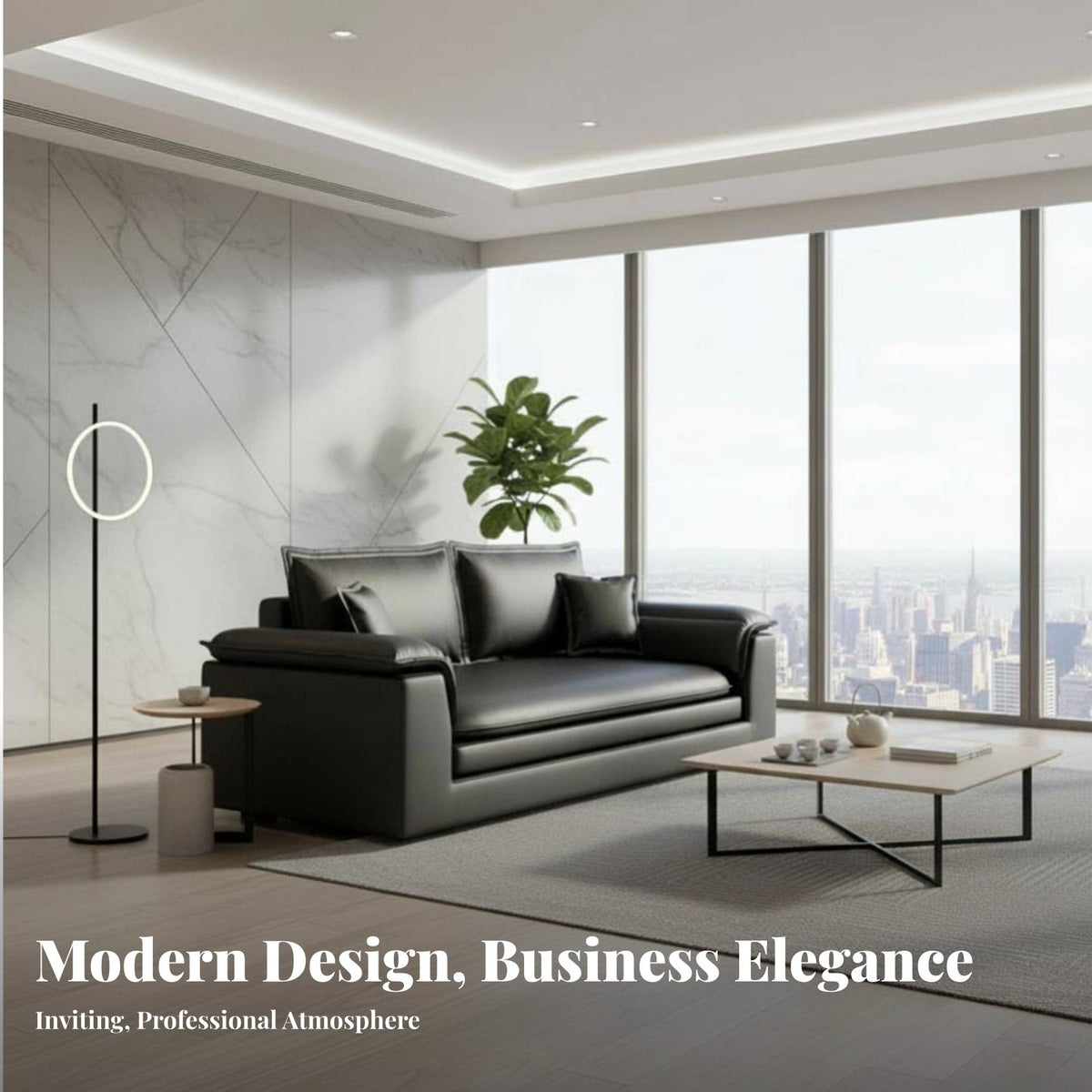 Sofa and coffee Table Combo Modern Minimalist Design Geometric geometric Sofa Contemporary artistic Reception Seating for managerials, Office Managers, Lobby