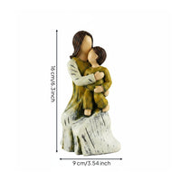 Art Craft Family Resin Figurine Sentimental Gift Mother and Child Figurine Hand-Painted Mother Child Ornament Stable Base