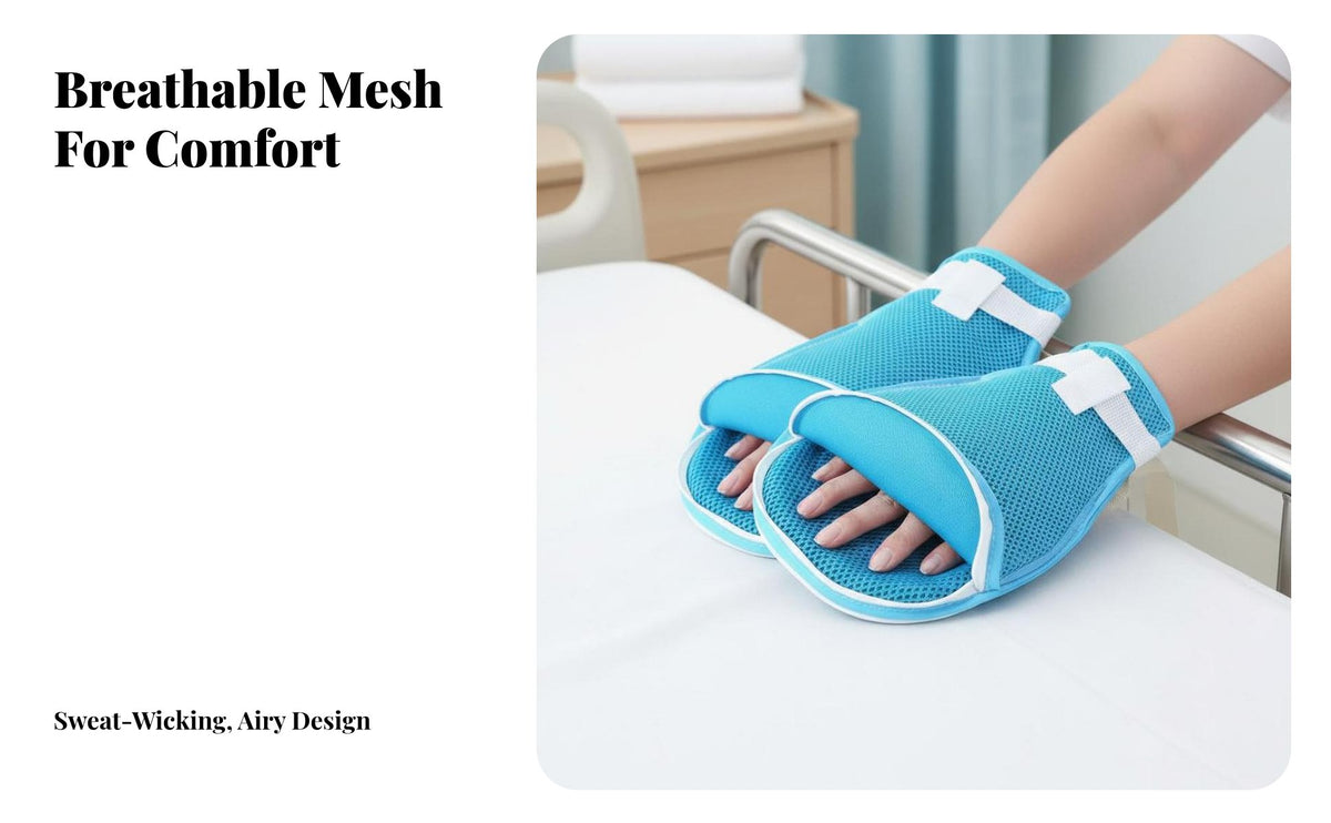 Adjustable Strap Anti-Scratch Patient Mitts Internal Hard Plate Patient Restraint Glove Easy to Clean Anti-Scratch Safety Hand Protector for Bedridden Patients, Elderly, Caregivers, Nursing Homes, Hospital, Home Care