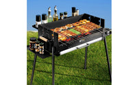 Adjustable Height Charcoal Grill with Side Shelves Foldable Charcoal Grill with Side Shelf Heavy Duty Long-Lasting for Families