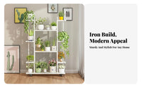With Wheels Multi-Tier Rolling Plant Shelf Decorative Design Multi-Tier Rolling Display Rack Long-Lasting and Stable Flower Pot Holder Easy Assembly for Gardeners, Apartment Dwellers, Homeowners, Balcony, Indoor, Living Room, Home Office