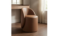 Cushioned Upholstered Vanity Stool Rounded Low-Back Vanity Chair Compact Upholstered Makeup Chair Minimalist for Bedroom, Closet Area
