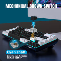 68-Key Wired Mechanical Gaming Keyboard with Hot-Swap Blue Switches, Ergonomic Design, Double-Shot Keycaps, Ice Blue Backlight