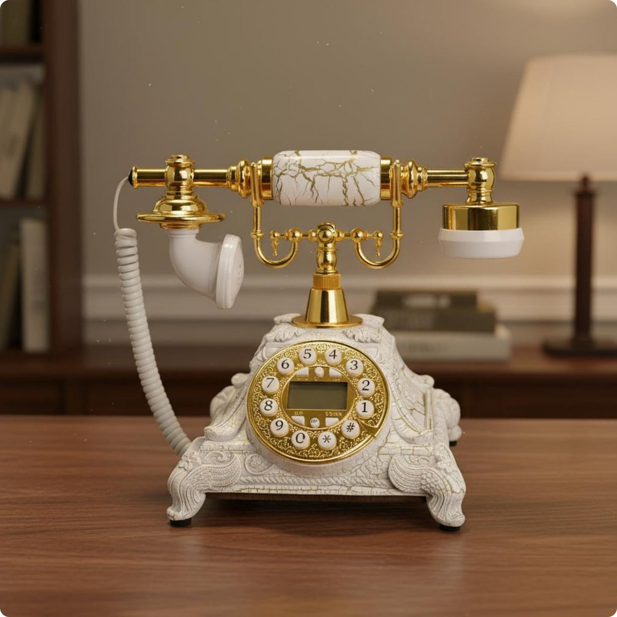 Ornate Vintage Button Phone Decorative Prop Desk Phone Eye-Catching for Collectors, Living Room, Office, Photo Studio