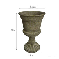 Distressed Pedestal Urn Tabletop Metal Planter Rustic Flower Arranging Pot Classic for Home Decor