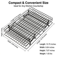 Foldable Cooling Rack for Cakes, Lattice Pattern Cooling Rack, Nonstick Heavy Duty Cookie Cooling Rack for Baking, Matte Black Rust Resistant