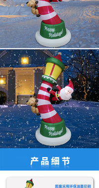 8FT Christmas Inflatable Santa and Reindeer with LED Lights
