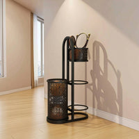 Freestanding Ball Storage Rack with Basket Floor-Standing Sports Equipment Storage Rack Multi-Level Sports Gear Organizer Versatile for Entryway