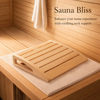 Neck Support Sauna Pillow with Ergonomic Design for Infrared and Steam Room, Solid Wood Headrest Accessories