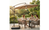 Offset Umbrella with Wheeled Base SPF 50+ Offset Patio Umbrella with Pedestal Cover for Homeowners, Restaurant Owners, Backyard, Garden