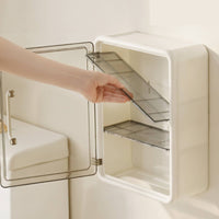Wall Cabinet with Tissue Dispenser Transparent Wall Storage Box with Door Bathroom Organizer with Shelves Space-Saving
