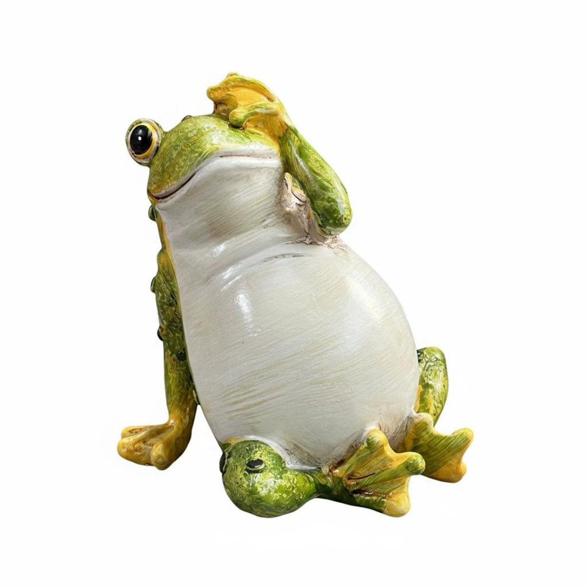 Realistic Details Resin Frog Statue Creative Design Funny Frog Garden Ornament Hand-Painted Wise Frogs Sculpture Weather-Resistant for Patio, Pondside, Desktop