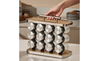 Seasoning Rack with 12 Jars Modern Seasoning Storage Rack with Handle Seasoning Bottle Set Non-Slip Portable for Home Cooks