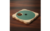 Wooden Feeding Board with Bowl Compact Rotatable Pet Feeder Low-Profile Slow Feeder for Home, Patio