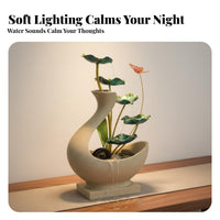 Housewarming Gift Circulating Water Ornament Minimalist Design Cascading Tabletop Fountain Good Luck Charm LED Light Water Feature Soothing Sounds for Feng Shui Enthusiasts, Meditation Practitioners, Tea Room, Entryway, Desktop, Office