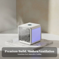 Portable Mini Air Chiller Humidifier Function Mini Air Conditioner Fan Three-Fan Speeds Desktop Water Cooling Fan for Office Workers, Students