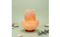 Mineral Lamp with Wooden Base Lotus-Shaped Mountain Mineral Lamp Carved Ambient for Bedside, Bedroom