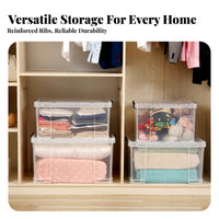 Clear Plastic Storage Box See-Through Sturdy Plastic Storage Bin Stackable Organizer Box Rounded Corners for Bedroom, Playroom