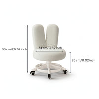 Cute Bunny Ear Chair Movable Low Stool with Wheels Comfy Bunny Ear Stool Soft for Vanity