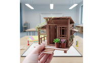 Creative Gift DIY Bamboo House Kit Bookshelf Decor Handmade Hut Material Pack Relaxing Hobby Vintage Cabin Building Set Tutorial Included for Hobbyists