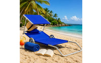 Wheel Beach Chair Portable Beach Lounger with Canopy Lightweight Outdoor Furniture for Travel