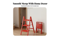 Foldable Design Folding Step Ladder Space Saving Triangular Frame Ladder Wide Pedals Multi-Step Climbing Stool Sturdy Construction for Homeowners, Seniors, DIY Enthusiasts, Indoor, Kitchen, Garage, Library
