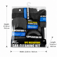9 Piece Car Cleaning Kit, Microfibre Car Detailing Kit with Wash Mitt, Wheel Brush & Cleaning Sponge, Car Washing Products for Enthusiasts