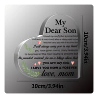 Acrylic Keepsake Heart Shaped Gratitude Quote Sturdy Stand for Son