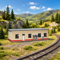 4 Pieces Pre-Printed Station Building Kit Miniature Railway Station Building with Wall Panels Detachable Model Realistic for Modelers