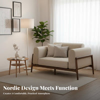 Nordic Design 3-Seater with Wood Frame Minimalist design Living Room Furniture Japanese Aesthetic Couch Small Space perfect for Apartment Dwellers, Homeowners, Pet Owners, Lounge Area, Office, Home Theater