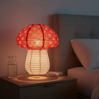 Nordic Design Paper Fungus-Shaped Night Light Cute Design Foldable Fungus-Shaped Lamp Decorative Paper Lantern Lamp Soft Radiance for Bedside, Bedroom
