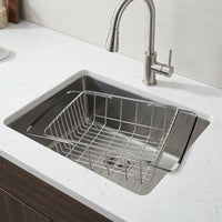 Extendable Dish Rack and Stainless Steel Dish Drainer, Over the Sink Dish Rack for Space-Saving Kitchen Sink Organizer, Modern Minimalist Style
