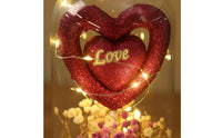 Love Heart Light-up Cloche Couple Figurine Glass Dome Romantic LED Night Light for Couples, Girlfriend, Wife, Valentine's Day, Anniversary, Bedroom