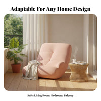 Creamy Aesthetic Upholstered Relaxation Chair Comfortable Armless Floor Rocker Gentle Rocking Motion Indoor Furniture Supportive Backrest for Teenagers, Individuals, Balcony, Living Room, Leisure Area, Reading Nook