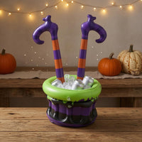 Striped Legs Inflatable Halloween Ice Tub Hooked Shoes Witch-Leg Ice Tub Dripping Accents Drink Cooler Easy to Store