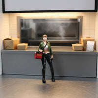1:64 Food Delivery Person Figurine High Detail Takeout Courier Miniature Resin Material Delivery Worker Scale Model for Hobbyists