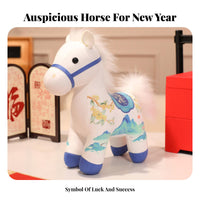 Year of the Horse Symbol Auspicious Gift Chinese Astrological Horse Stuffed Celestial New Year Symbol Doll Good Fortune Symbol