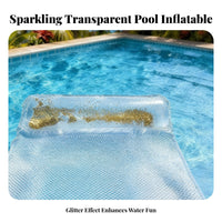 Inflatable Water Hammock Foldable Transparent Inflatable Raft Portable Glitter Inflatable Lounger for Adults, Seniors, Beach, Summer Vacation, Sea