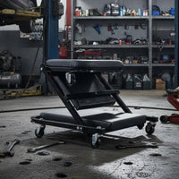 Folding Technician Stool Heavy-Duty Steel Frame Rolling Technician Stool Full Rotation Casters Creeper Seat for Mechanics