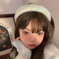 抖音同款温柔彩虹发箍毛绒绒宽边高颅顶2024年秋冬新款发饰头箍女