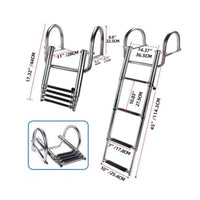 Mirror-Polished Boat Boarding Ladder Non-Slip Treads Folding Boat Ladder Curved Handrails Marine Accessory Cylindrical Frame
