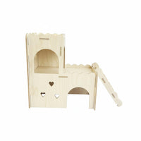 Hamster with Ramp Wooden Hamster Playhouse Edges Small Animal Enclosure for Terrarium