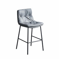 Modern Design Upholstered High-Back Stool Metal Footrest Counter Chair Padded Cushion Seating Furniture Sturdy Construction for Cafe Owners, Bar Patrons, Restaurant Guests, Kitchen Island, Pub, Dining Room, Office