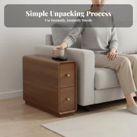Rolling C-Table Space-Saving Household Furniture Mobile Design Vintage Look for Home Workers, Living Room, Small Spaces, Bedroom