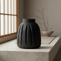 Japanese Aesthetic Vase Retro Wooden Vase Textured Finish Home Decor