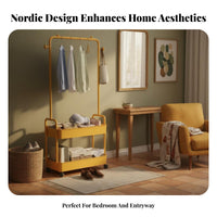 Rolling Coat stand featuring Shelves Freestanding for Closet, and aesthetic aficionados