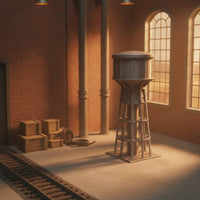 Finished N-Scale Water Structure Plastic Tank-Style Water Structure Gray Railway Accessory Realistic for Modelers, Hobbyists, Dioramas, Train Yards