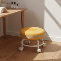 Universal Wheels Sherpa Caster Stool Low-Profile Design Toddler Mover Stool High-Density Foam Cushion Household Furniture Solid Wood Frame for Toddlers, Kids, Technicians, Salon, Living Room, Entryway